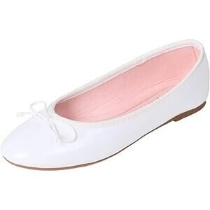 Fever Sole Womens Size 8.5 White Memory Foam Cushion Patent Leather Ballet Flats